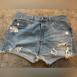 Distressed Blue Levi’s Shorts